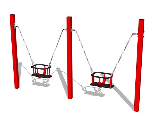 Ketten-Doppelschaukel - rot (f.h. 1,0 m)