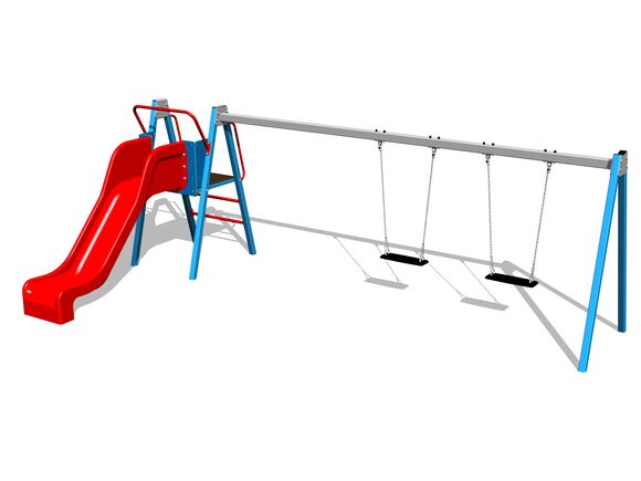 Ketten-Doppelschaukel mit Rutsche RH6251KB - blau (f.h. 1 m)