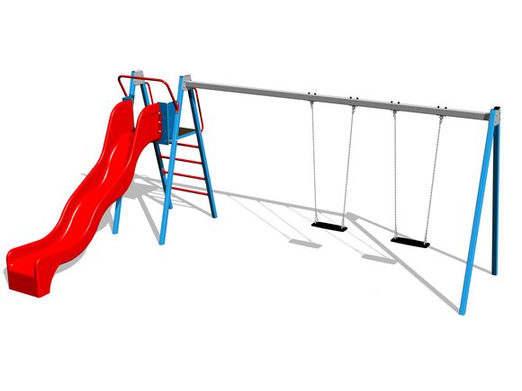 Ketten-Doppelschaukel mit Rutsche RH6251KB - blau (f.h. 1,5 m)