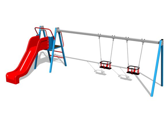 Ketten-Doppelschaukel mit Rutsche RH6253KB - blau (f.h. 1 m)