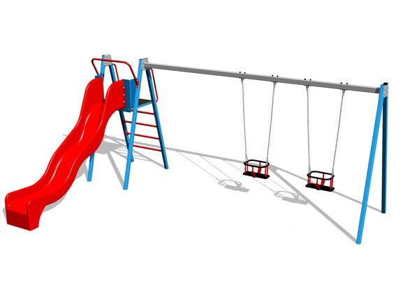 Ketten-Doppelschaukel mit Rutsche RH6253KB - blau (f.h. 1,5 m)