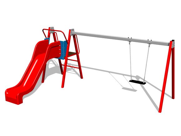 Kettenschaukel mit Rutsche RH6151KR - rot (f.h. 1 m)