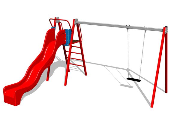 Kettenschaukel mit Rutsche RH6151KR - rot (f.h. 1,5 m)