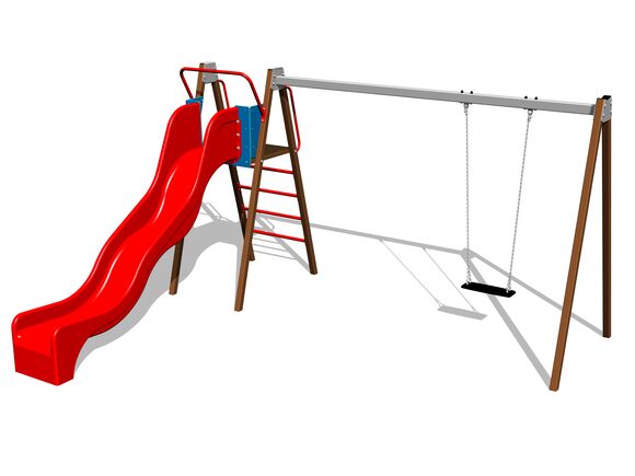 Kettenschaukel mit Rutsche RH6151KW - braun (f.h. 1,5 m)