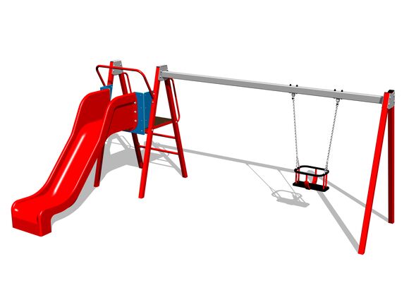 Kettenschaukel mit Rutsche RH6152KR - rot (f.h. 1 m)