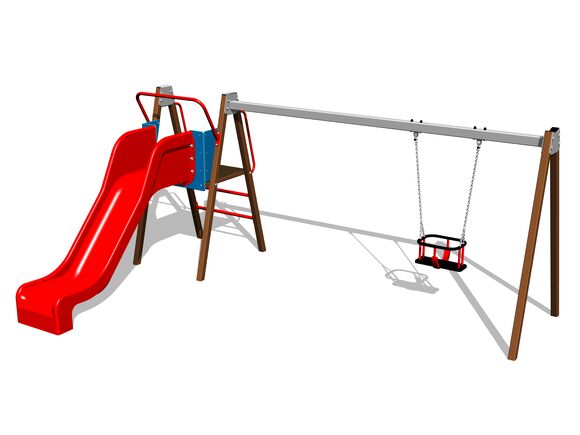 Kettenschaukel mit Rutsche RH6152KW - braun (f.h. 1 m)