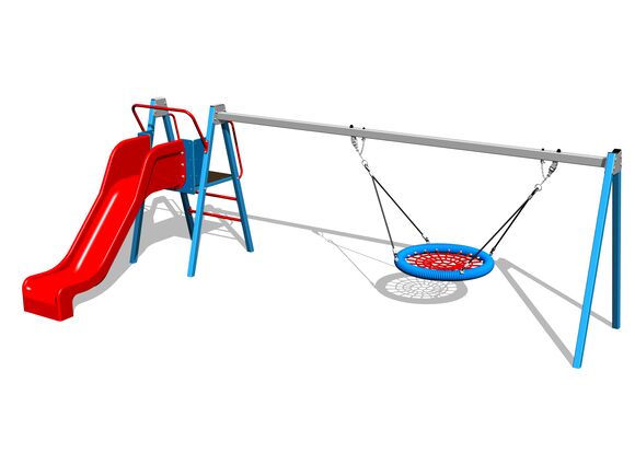 Kettenschaukelnest mit Rutsche with a slide RH6180KB - blau (f.h. 1 m)