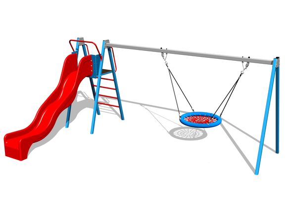 Kettenschaukelnest mit Rutsche with a slide  RH6180KB - blau (f.h. 1,5 m)