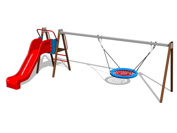 Kettenschaukelnest mit Rutsche with a slide RH6180KW - braun (f.h. 1 m)