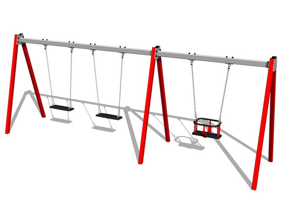 Ketten-Dreifachschaukel RH6312KR - rot (f.h. 1,0 m)
