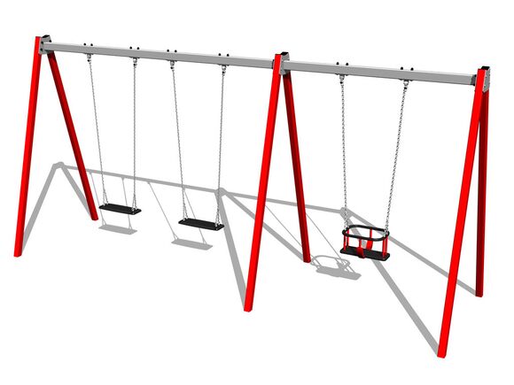 Ketten-Dreifachschaukel RH6312KR - rot (f.h. 1,5 m)