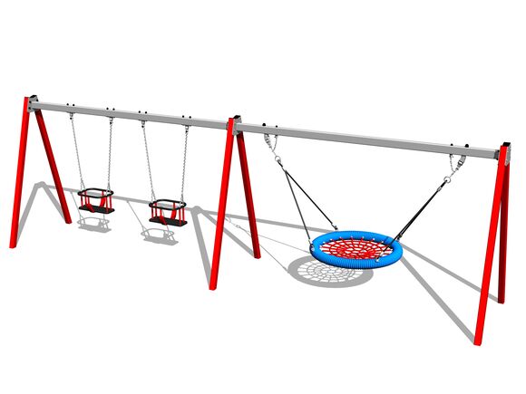 Ketten-Dreifachschaukel RH6323KR - rot (f.h. 1 m)